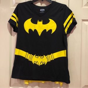 Batgirl Costume V-neck T-Shirt with detachable cape Juniors 2XL